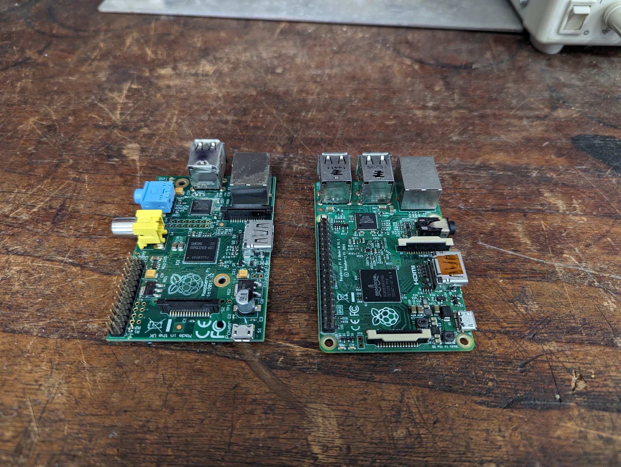Picture of two Raspberry Pis, showing top